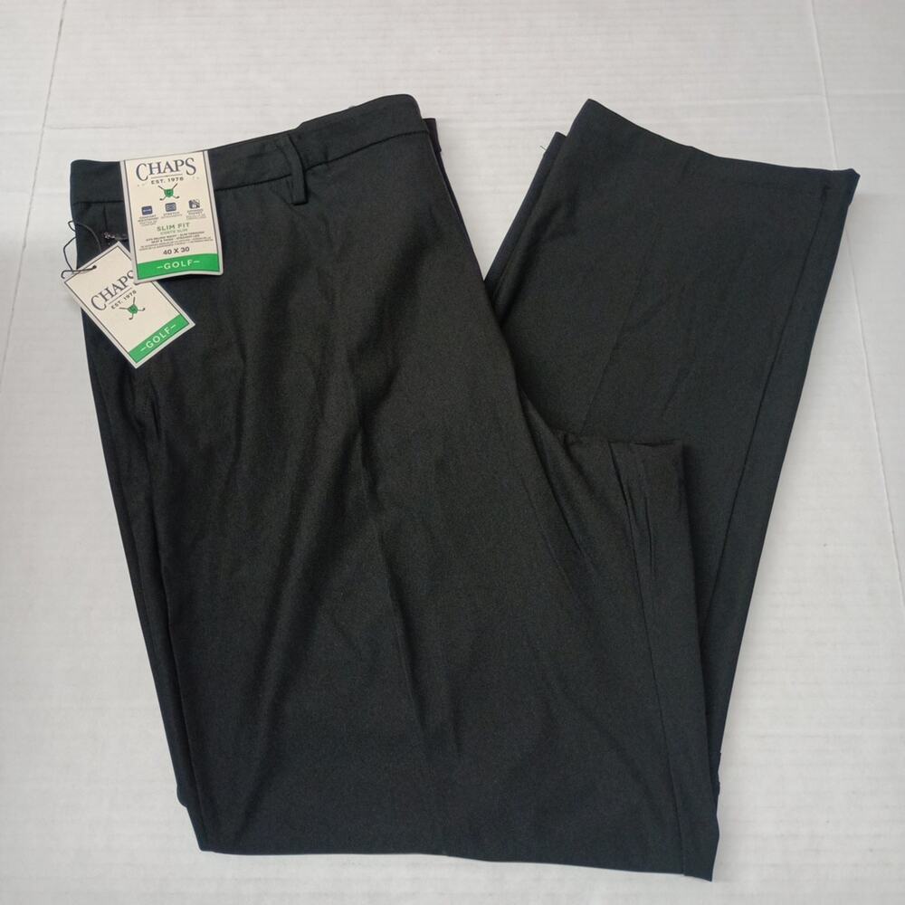 Chaps Golf Slim Fit Pants Mens 40x30 Black Stretch Waistband
